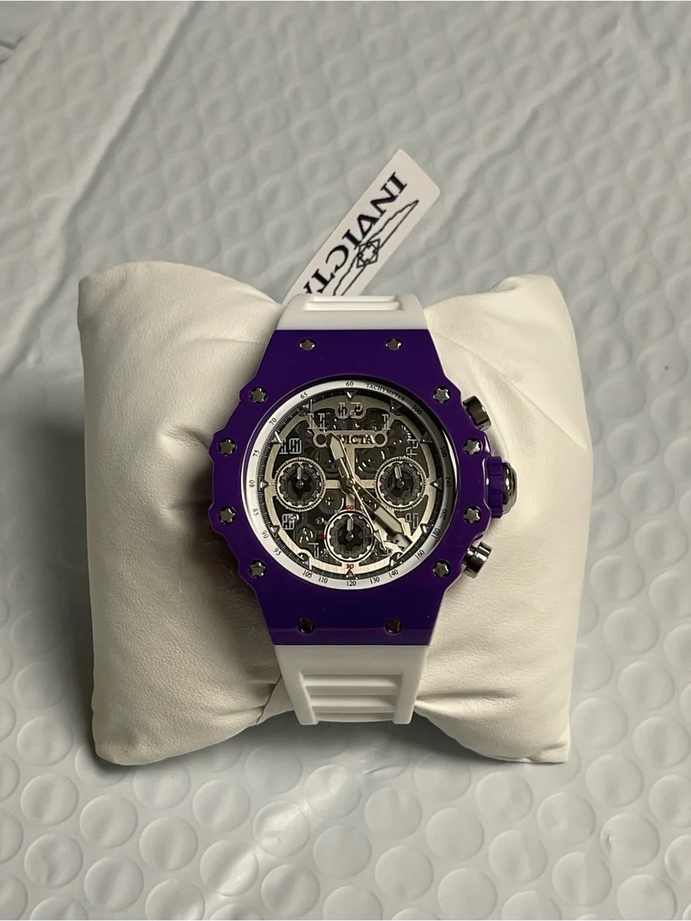 Invicta Racing Valyron Unisex Watch - 41mm, Purple & White (69626) new